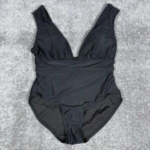 Dixxon One Piece Swimsuit‎ Women's Small Black Padded Plunge Neck